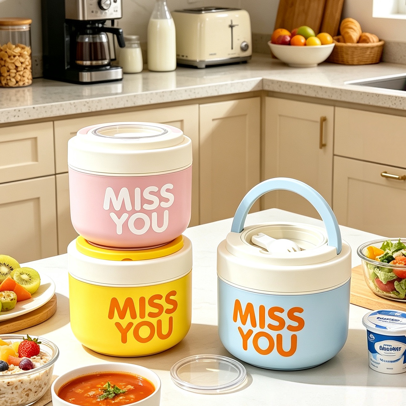 Salad Container Jar - ถ้วยอาหารเช้าสแตนเลส 304 แบบมีฉนวน, ชามเก็บความสดขนาดใหญ่, ภาชนะใส่อาหารแบบพกพาสำหรับพนักงานออฟฟิศ, กล่องอาหารกลางวัน,