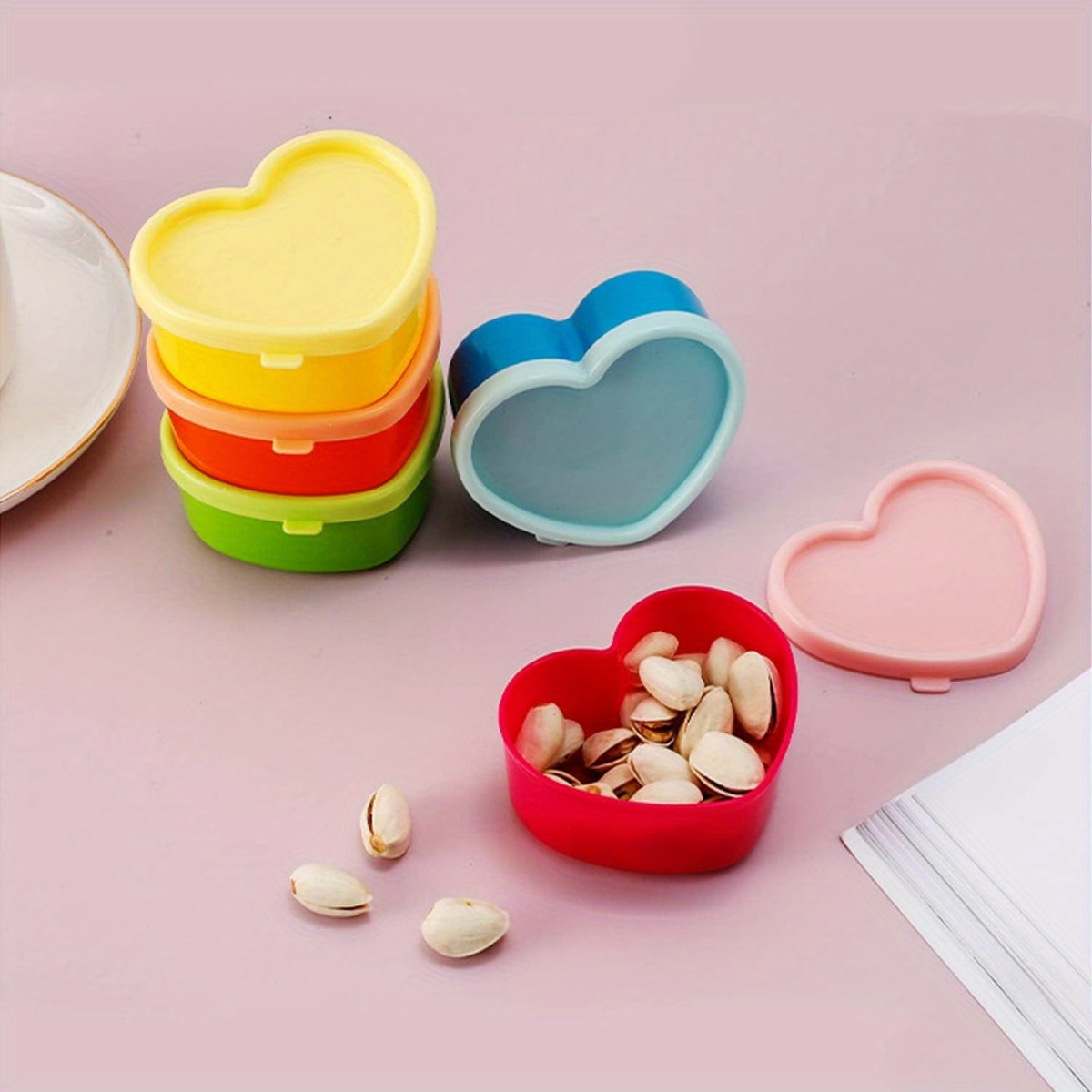 Salad Container Jar - กล่องใส่อาหารขนาดเล็ก 5 ชิ้น พร้อมฝาปิด กล่องเก็บเครื่องปรุงแบบนำกลับมาใช้ใหม่ได้ กล่องใส่น้ำสลัด