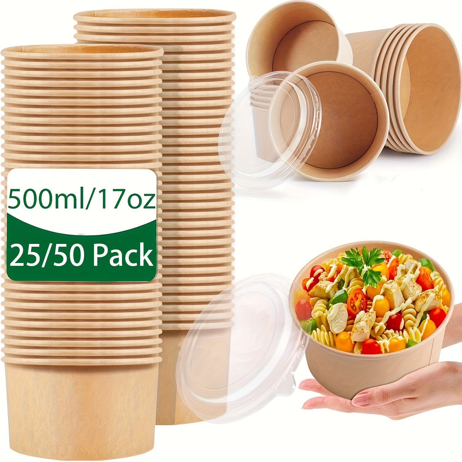 Meal Prep Plan - ชามกระดาษขนาด 17 ออนซ์/500 มล. บรรจุ 25/50