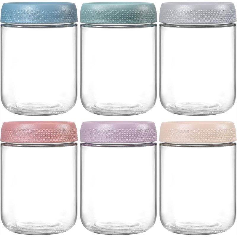 Overnight Oat Jar - CHCH 6 ชิ้น 500 มล. ภาชนะใส่ข้าวโอ๊ตค้างคืนพร้อมฝาปิด,