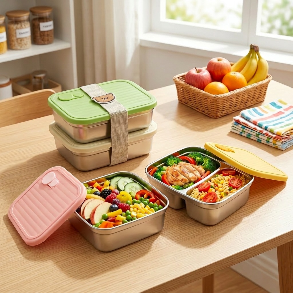 Meal Prep Meal Ideas - กล่องข้าวสแตนเลส 304 สำหรับเข้าไมโครเวฟ แบบ 1/2 ช่อง