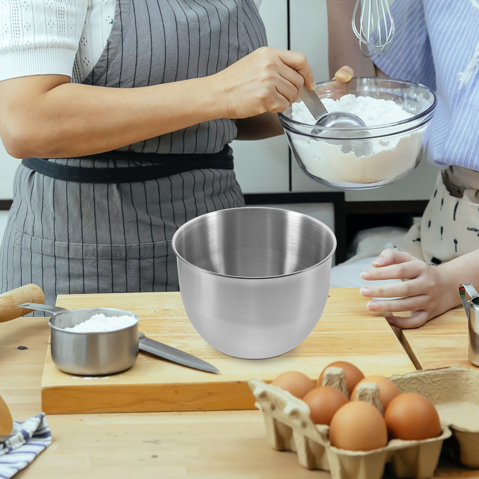 Meal Prep Usa - ชามผสมสแตนเลสหนา ชามโลหะหนาสำหรับทำอาหาร อบขนม นวดแป้ง สลัด เตรียมอาหาร