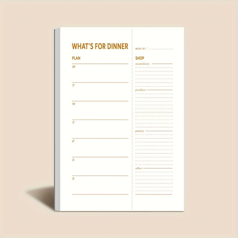 Meal Prep Plan - สมุดบันทึกแผนการรับประทานอาหารประจำวัน 1 เล่ม, 50 แผ่นต่อเล่ม, รายการสิ่งของที่ต้องซื้อแบบฉีกออกได้,