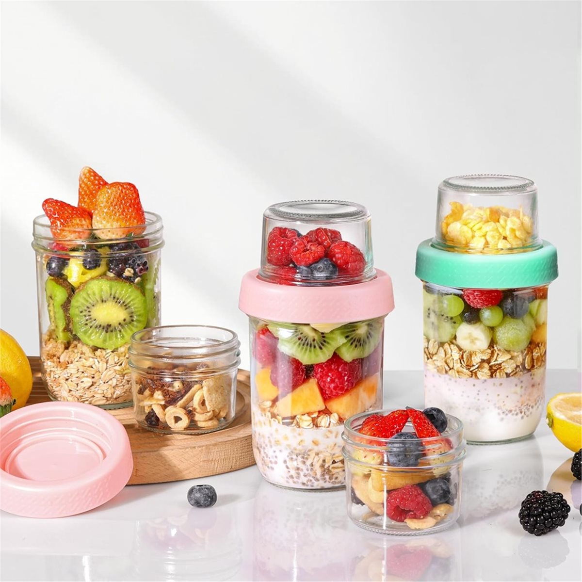 ขวดโอเวอร์ไนท์โอ๊ตพร้อมฝาปิด 4 - Overnight Oat Jar บทวิจารณ์และราคา