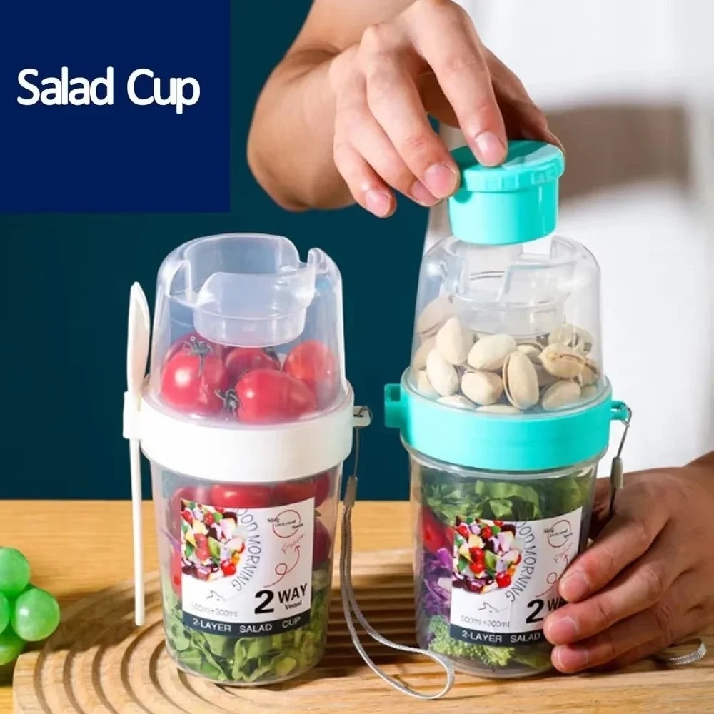 ถ้วยสลัดพกพา ถ้วยอาหารเช้า ถ้ว - Salad Container Jar บทวิจารณ์และราคา