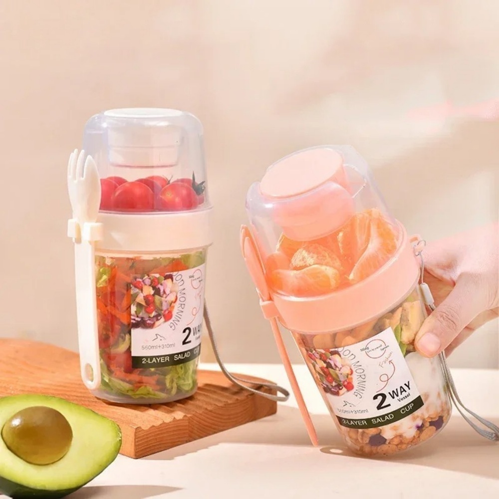 ถ้วยสลัดพกพา ถ้วยอาหารเช้า ถ้ว - Salad Container Jar บทวิจารณ์และราคา
