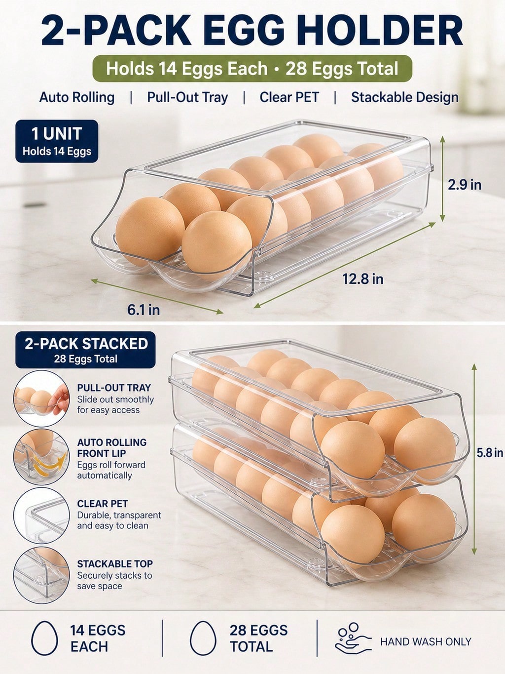 ชุด 2 ชิ้น ที่ใส่ไข่แบบใสพร้อม - Meal Prep Eggs บทวิจารณ์และราคา