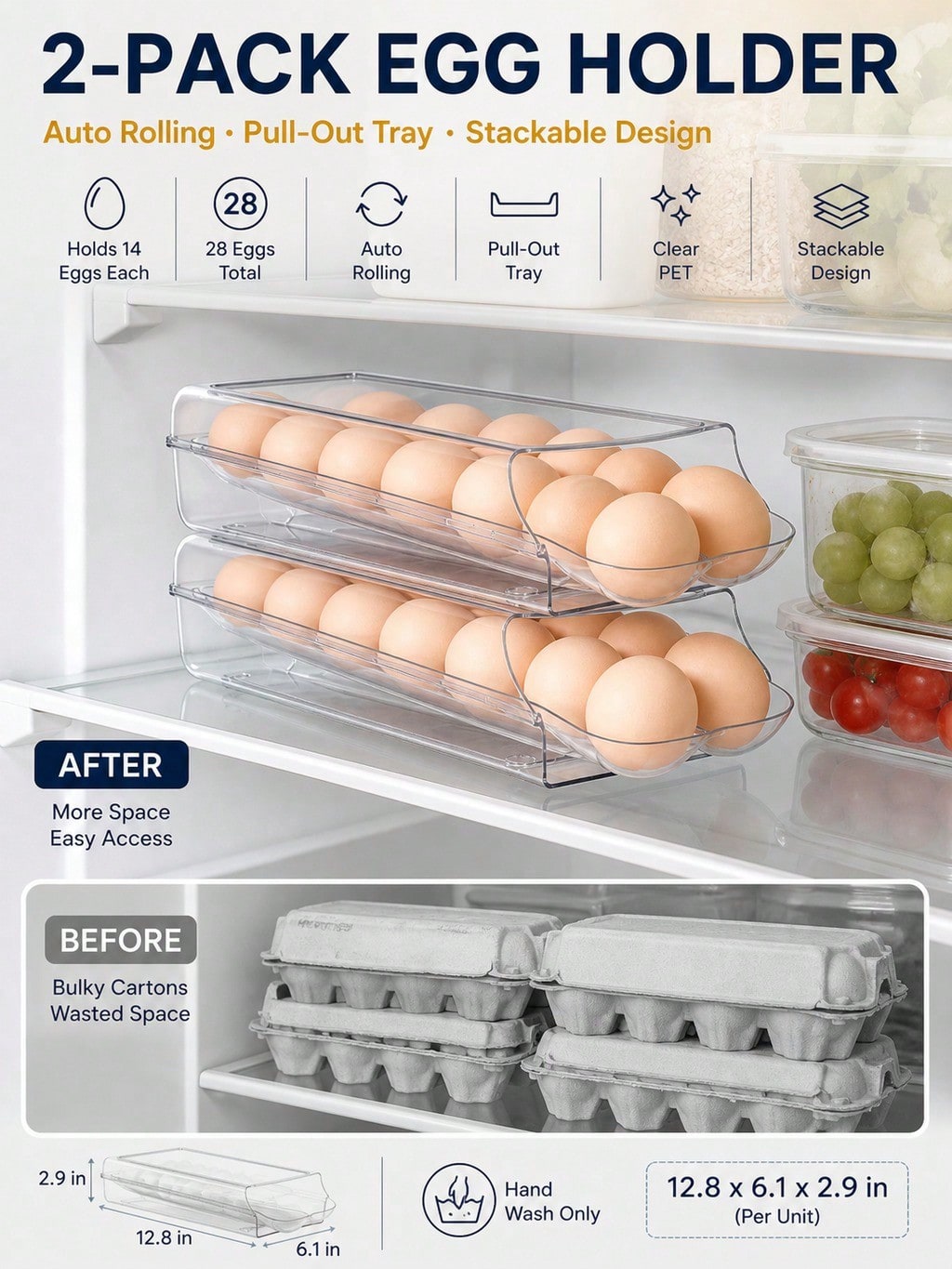 ชุด 2 ชิ้น ที่ใส่ไข่แบบใสพร้อม - Meal Prep Eggs บทวิจารณ์และราคา