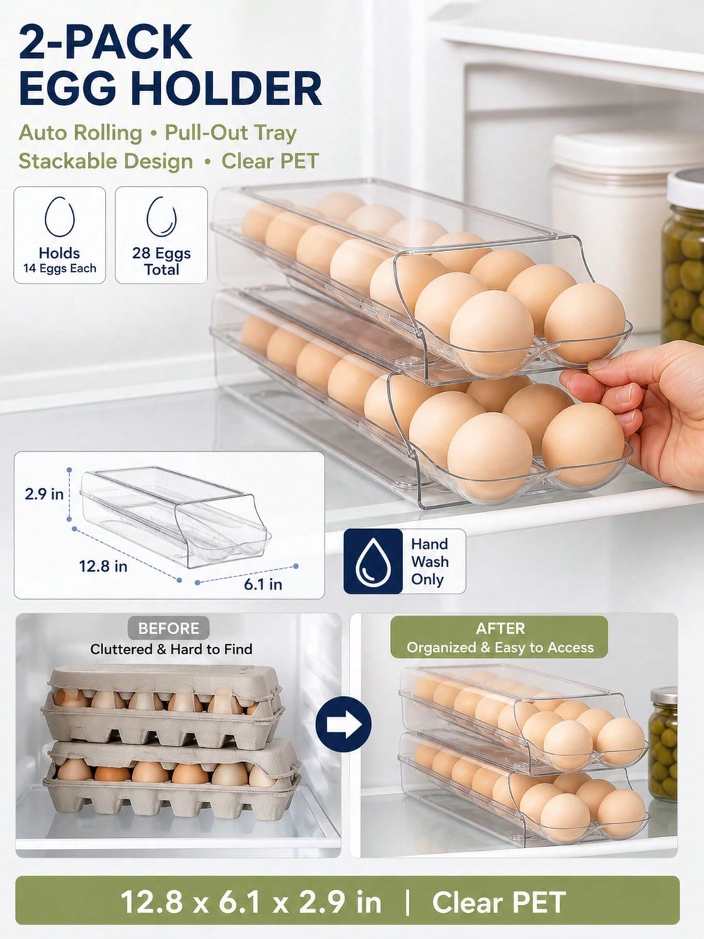 ชุด 2 ชิ้น ที่ใส่ไข่แบบใสพร้อม - Meal Prep Eggs บทวิจารณ์และราคา
