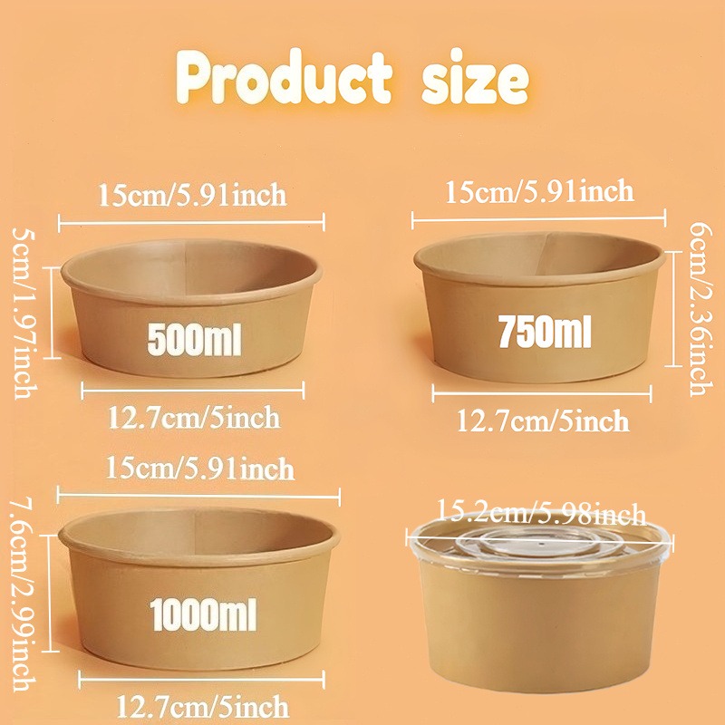 ชามกระดาษคราฟท์ทรงกลมแบบใช้แล้ - Meal Prep Plan บทวิจารณ์และราคา