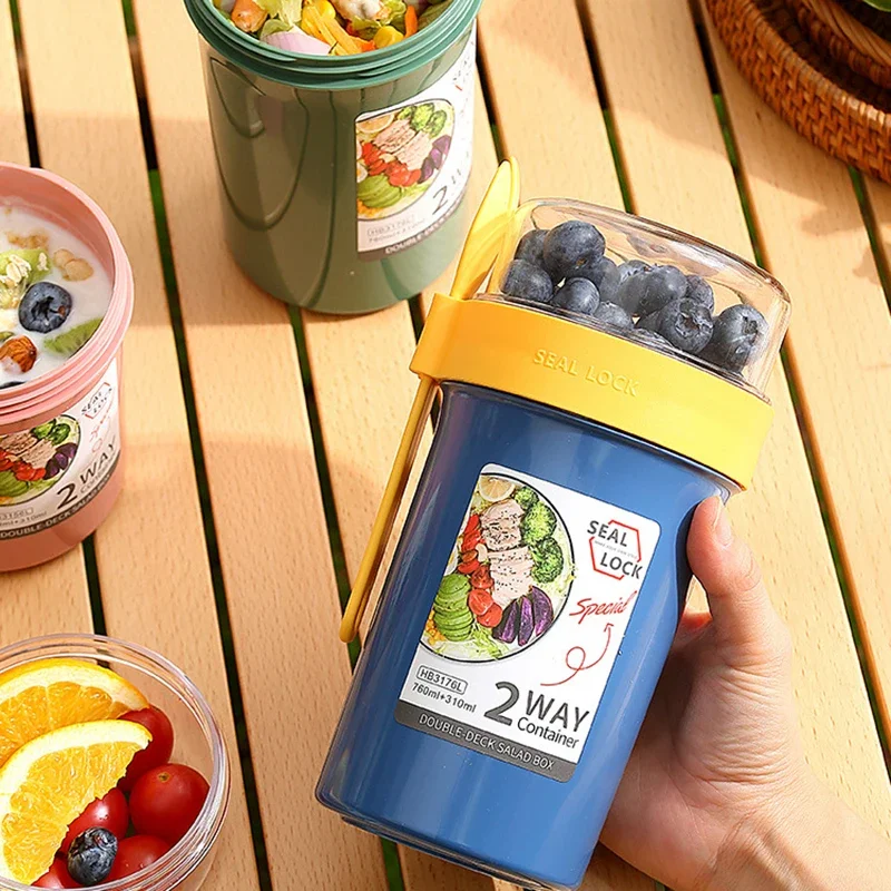 ชุดกล่องเบนโตะสำหรับอาหารกลางว - Salad Container Jar บทวิจารณ์และราคา