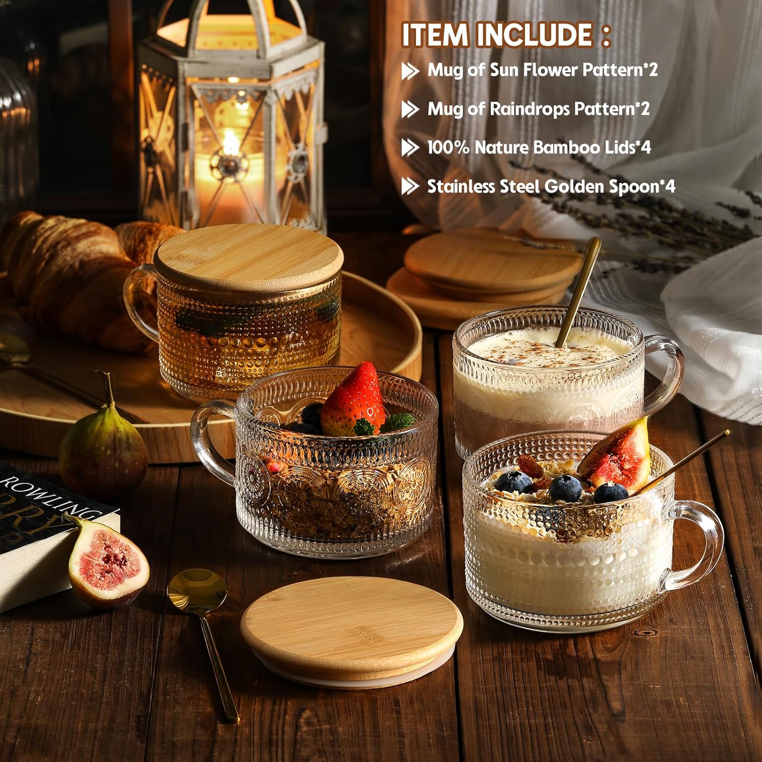ชุดของขวัญแก้วกาแฟวินเทจ 4 ชิ้ - Overnight Oat Jar บทวิจารณ์และราคา