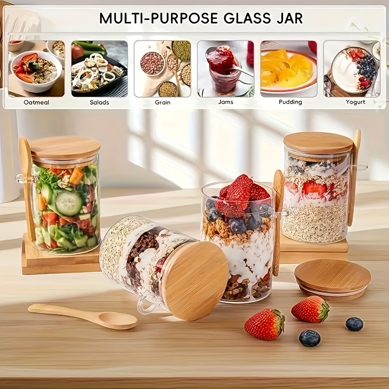 ชุดแก้วแก้วใสสำหรับใส่โอ๊ตมีล  - Salad Container Jar บทวิจารณ์และราคา