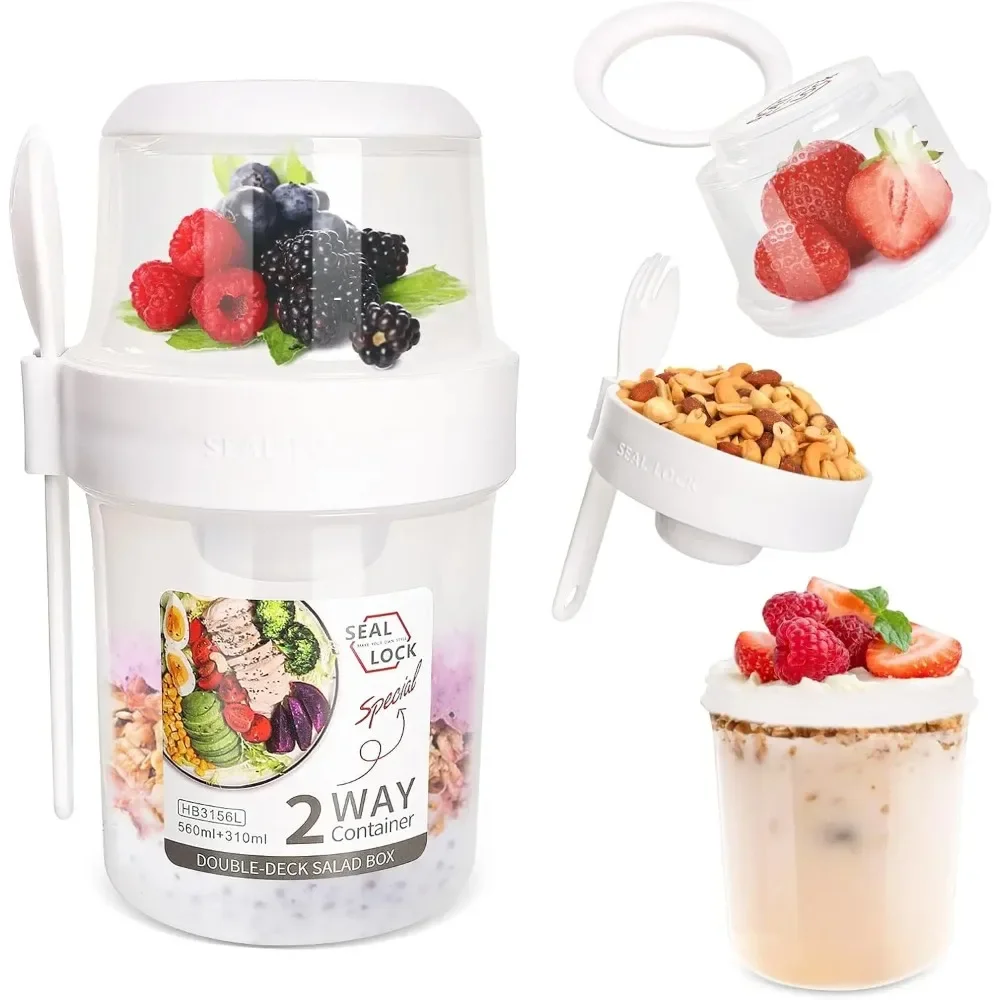 ถ้วยสลัดถ้วยอาหารเช้าแบบพกพาเก - Salad Container Jar บทวิจารณ์และราคา