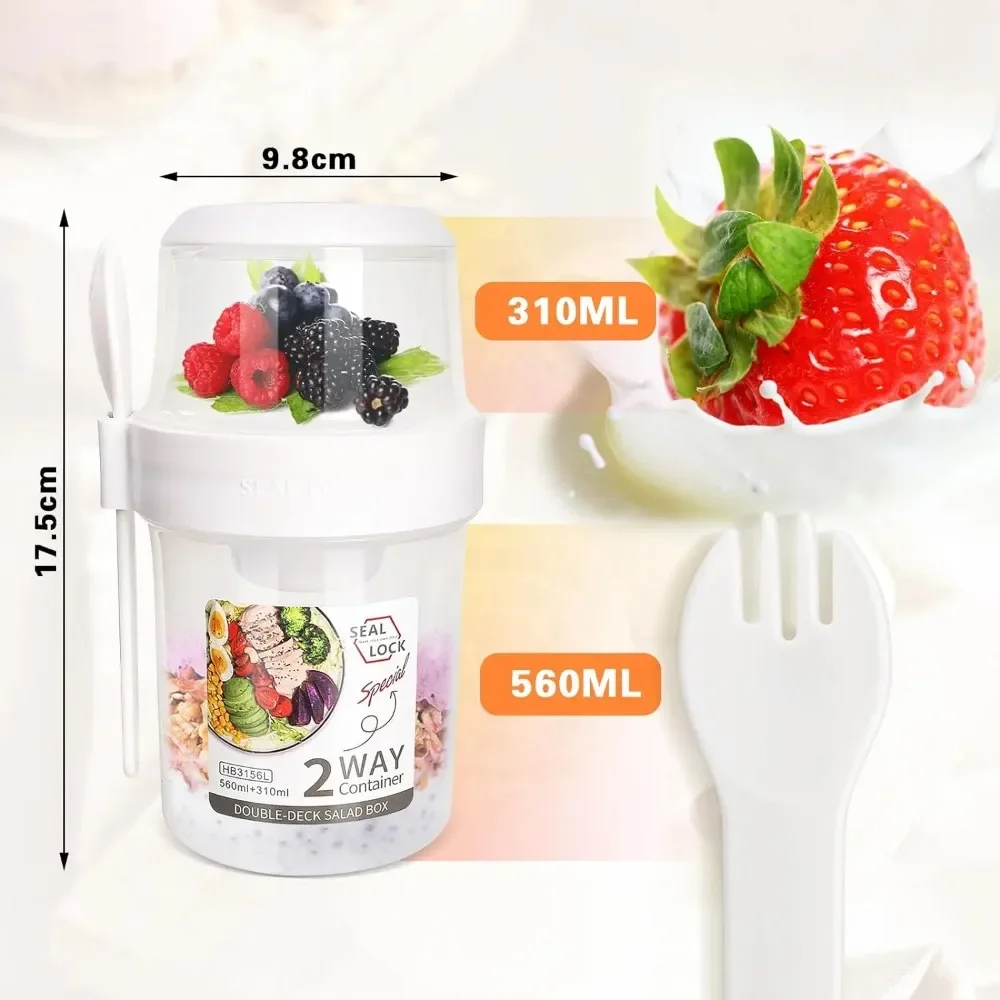ถ้วยสลัดถ้วยอาหารเช้าแบบพกพาเก - Salad Container Jar บทวิจารณ์และราคา