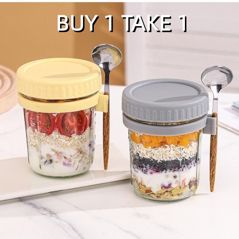 ขวดแก้วใส่อาหารแบบใช้ซ้ำได้ ขน - Overnight Oat Jar บทวิจารณ์และราคา