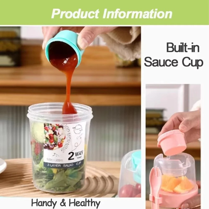 ถ้วยสลัดพกพา ถ้วยข้าวโอ๊ตสองชั - Salad Container Jar บทวิจารณ์และราคา