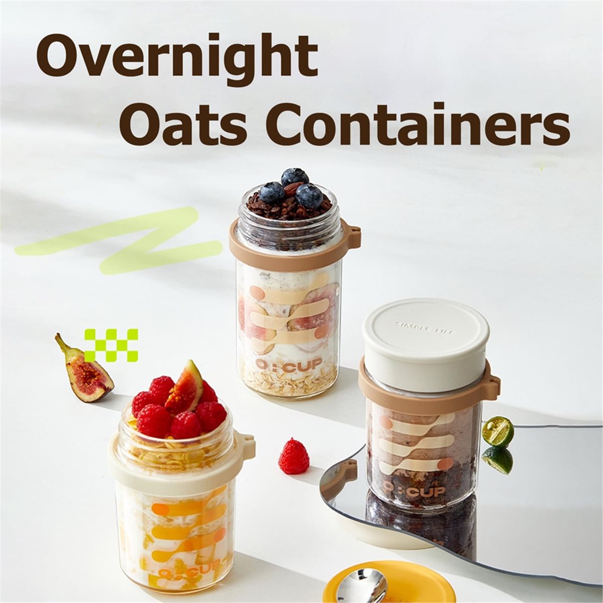 A67T ชุดใหม่ 4 ชิ้น โหลแก้วสำห - Overnight Oat Jar บทวิจารณ์และราคา
